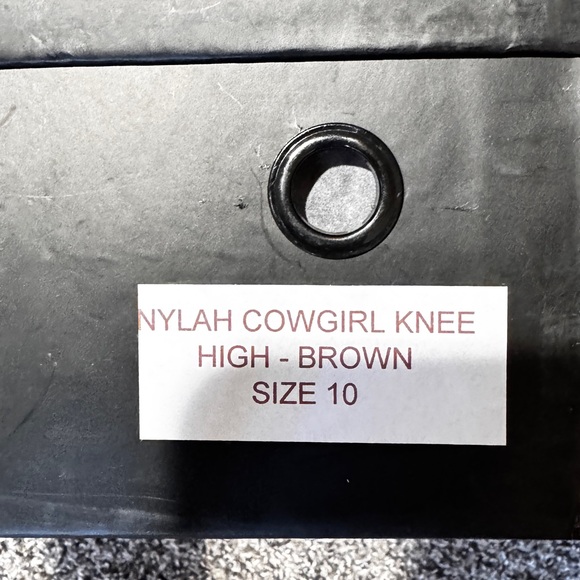 Brown Wide Calf Croc-Embossed Cowboy Knee High Heeled Boots - Picture 4 of 5